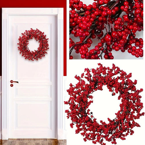 Red Artificial Holly Berry Holiday Wreath