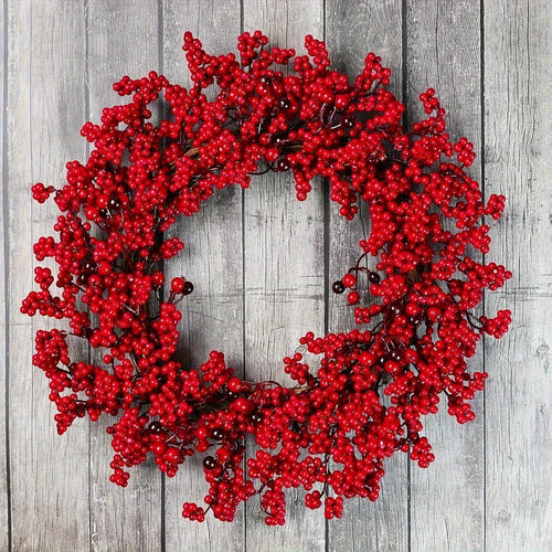 Red Artificial Holly Berry Holiday Wreath