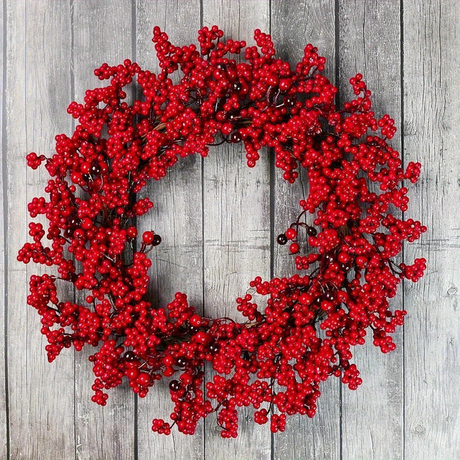 Red Artificial Holly Berry Holiday Wreath
