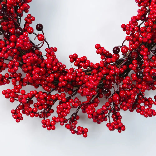 Red Artificial Holly Berry Holiday Wreath