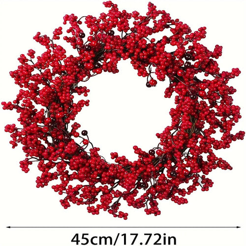 Red Artificial Holly Berry Holiday Wreath