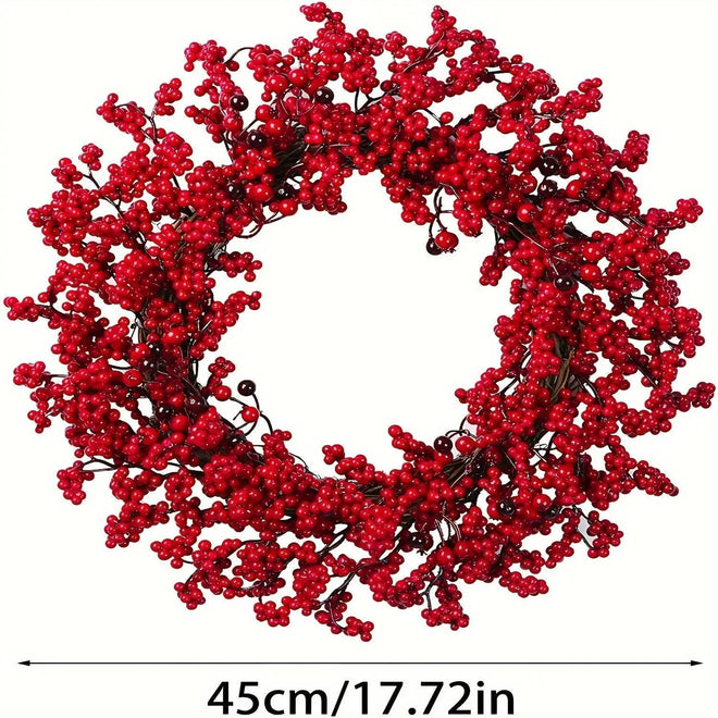 Red Artificial Holly Berry Holiday Wreath