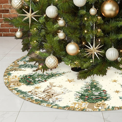 Reindeer Joy Linen Christmas Tree Skirt