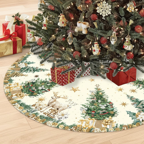 Reindeer Joy Linen Christmas Tree Skirt