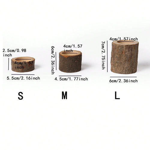 Rustic Wood Log Tealight Candle Holders Set