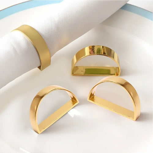 Set of 12 Solid Metal Gold Buckle Napkin Holders