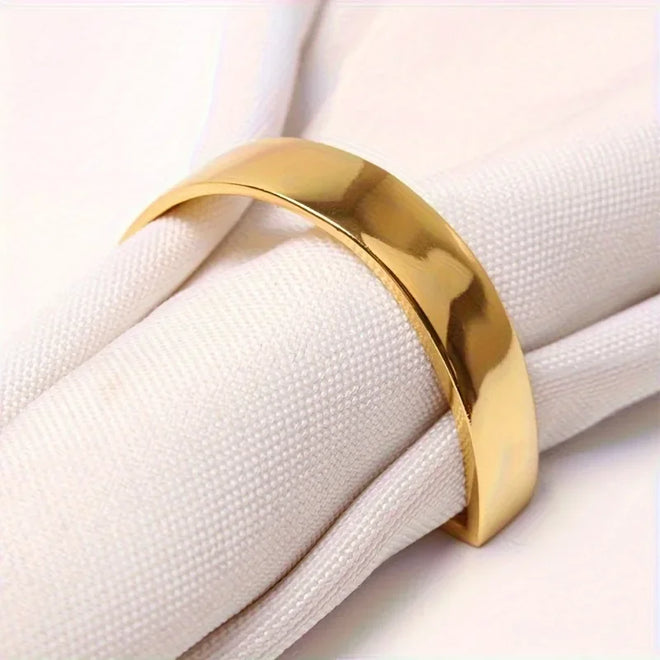 Set of 12 Solid Metal Gold Buckle Napkin Holders