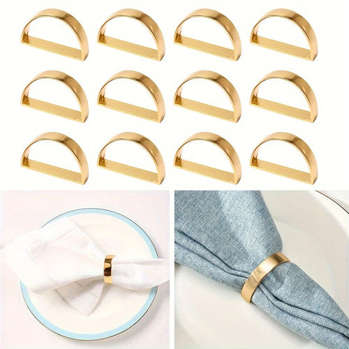 Set of 12 Solid Metal Gold Buckle Napkin Holders