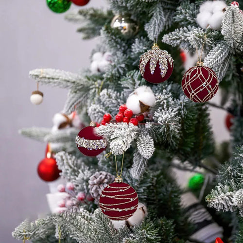 Velvet & Glitter Embellished Christmas Ball Ornaments