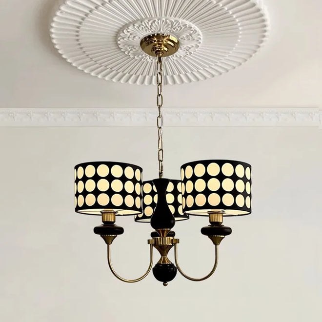 Eclectic Retro Polka Dot Copper Chandelier