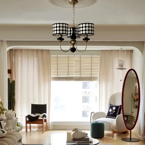 Eclectic Retro Polka Dot Copper Chandelier