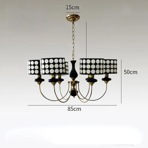 Eclectic Retro Polka Dot Copper Chandelier