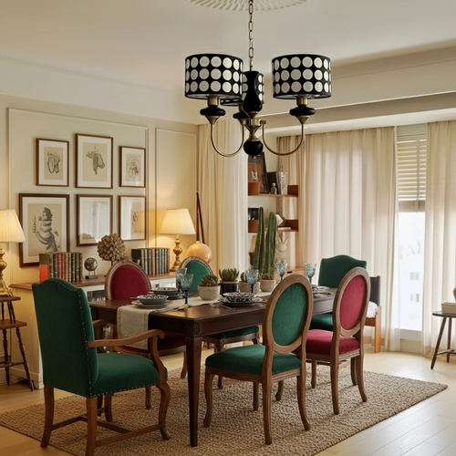 Eclectic Retro Polka Dot Copper Chandelier