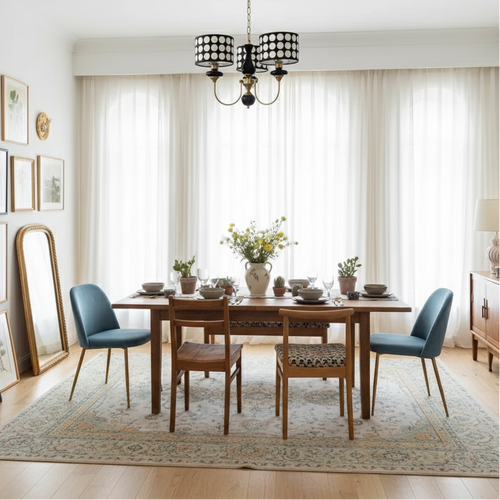 Eclectic Retro Polka Dot Copper Chandelier