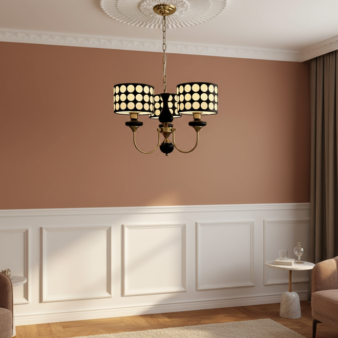 Eclectic Retro Polka Dot Copper Chandelier