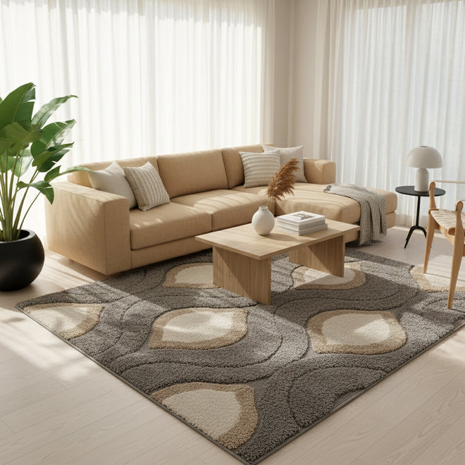 Grey Contemporary Embossed Area Rug - 3'3" X 5'3"