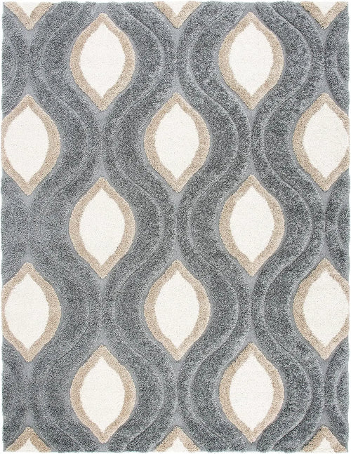 Grey Contemporary Embossed Area Rug - 3'3" X 5'3"