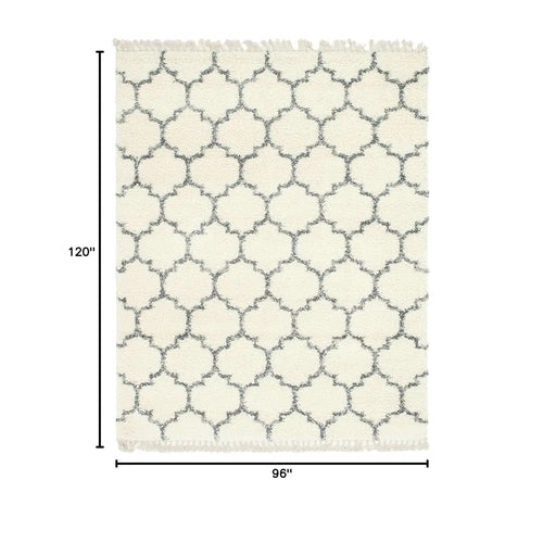 Grey & Ivory Trellis Hygge Shag Area Rug 8'x10'