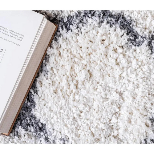 Grey & Ivory Trellis Hygge Shag Area Rug 8'x10'