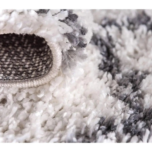 Grey & Ivory Trellis Hygge Shag Area Rug 8'x10'