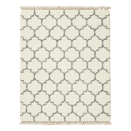 Grey & Ivory Trellis Hygge Shag Area Rug 8'x10'