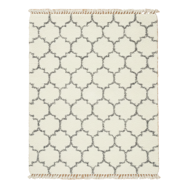 Grey & Ivory Trellis Hygge Shag Area Rug 8'x10'