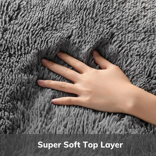 Soft Fluffy Grey Shag Large Area Rug