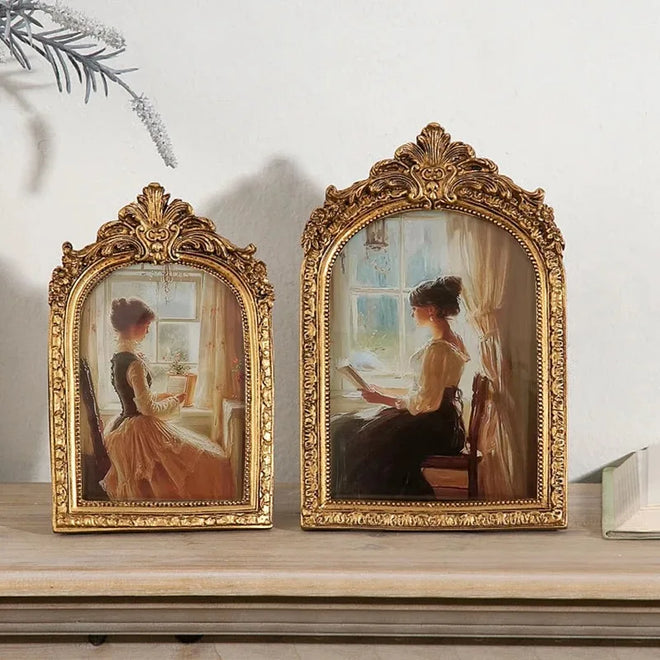 Antique Intricate Gold Resin Photo Frame