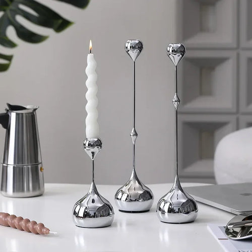 Modern Art Metallic Stem Taper Candle Holder