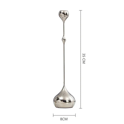 Modern Art Metallic Stem Taper Candle Holder