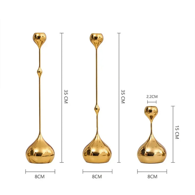 Modern Art Metallic Stem Taper Candle Holder