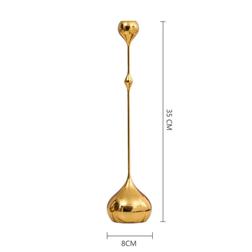 Modern Art Metallic Stem Taper Candle Holder