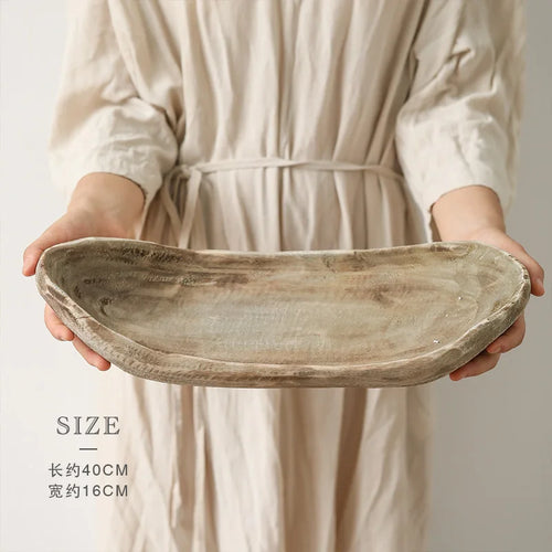 Paulownia Wooden Boat Fruit Tray Centerpiece