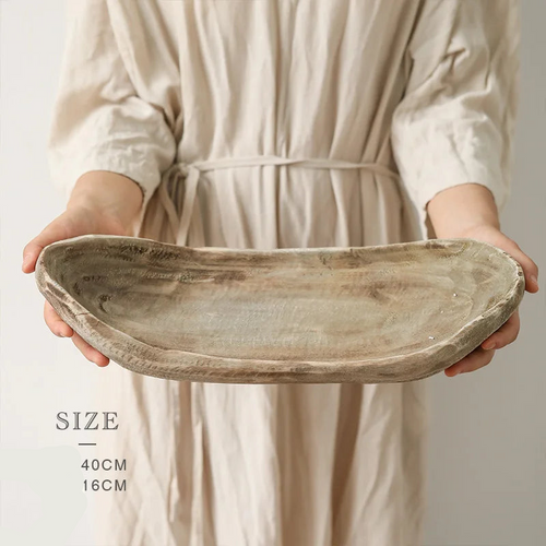 Paulownia Wooden Boat Fruit Tray Centerpiece