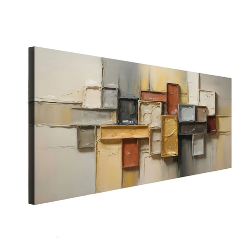 Abstract art piece with text 'Museum-Quality: Crafted for a Lifetime' and media outlets logos.