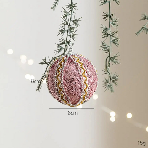 Pink Velvet & Sparkle Christmas Tree Holiday Ornaments