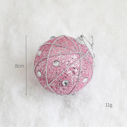 Pink Velvet & Sparkle Christmas Tree Holiday Ornaments
