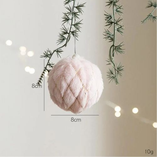 Pink Velvet & Sparkle Christmas Tree Holiday Ornaments