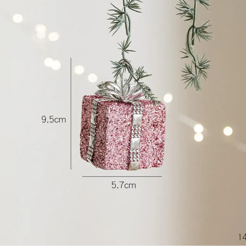 Pink Velvet & Sparkle Christmas Tree Holiday Ornaments