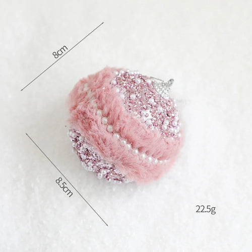 Pink Velvet & Sparkle Christmas Tree Holiday Ornaments