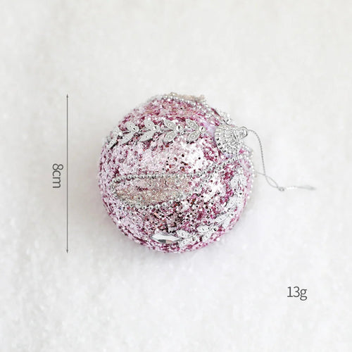Pink Velvet & Sparkle Christmas Tree Holiday Ornaments