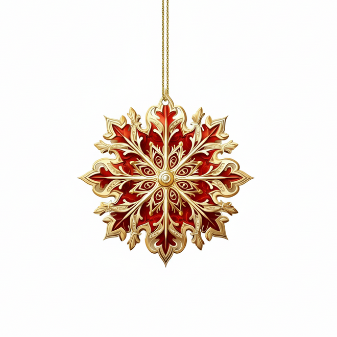 Assorted Jeweled Snowflake Tree Ornaments Set - 12pcs