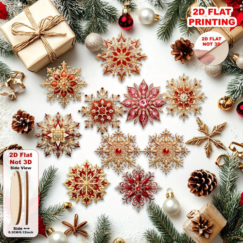 Assorted Jeweled Snowflake Tree Ornaments Set - 12pcs