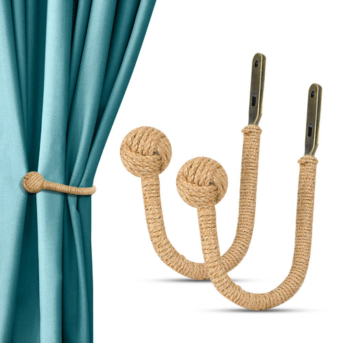 Hemp Rope Wrapped Metal Curtain Wall Hooks - 2pcs - The Finishing Touch Decor