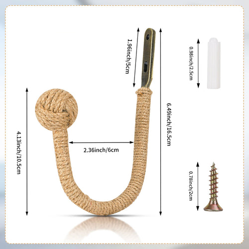 Hemp Rope Wrapped Metal Curtain Wall Hooks - 2pcs - The Finishing Touch Decor