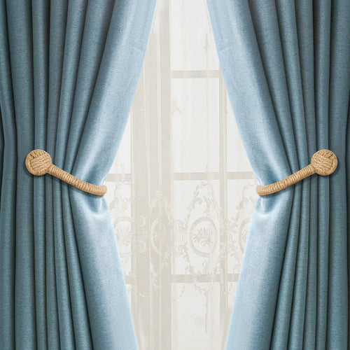 Hemp Rope Wrapped Metal Curtain Wall Hooks - 2pcs - The Finishing Touch Decor