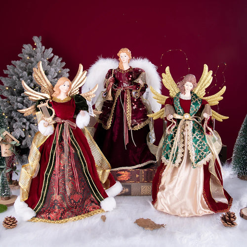 Feathered and Embellished Angel Christmas Figurines 15.75"