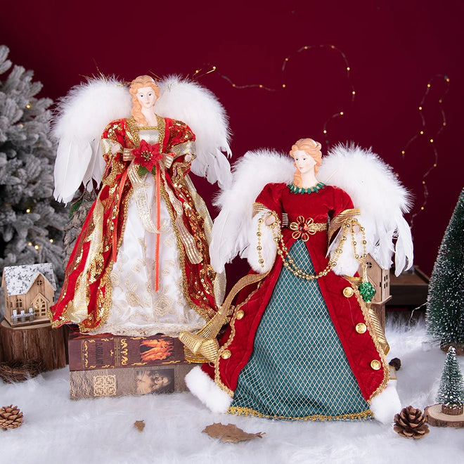 Feathered and Embellished Angel Christmas Figurines 15.75"