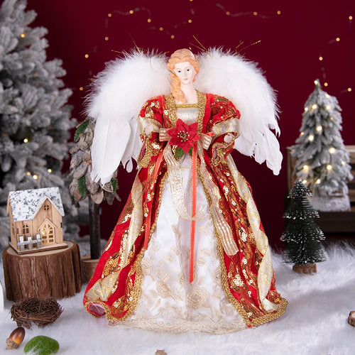 Feathered and Embellished Angel Christmas Figurines 15.75"