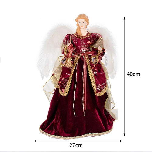 Feathered and Embellished Angel Christmas Figurines 15.75"